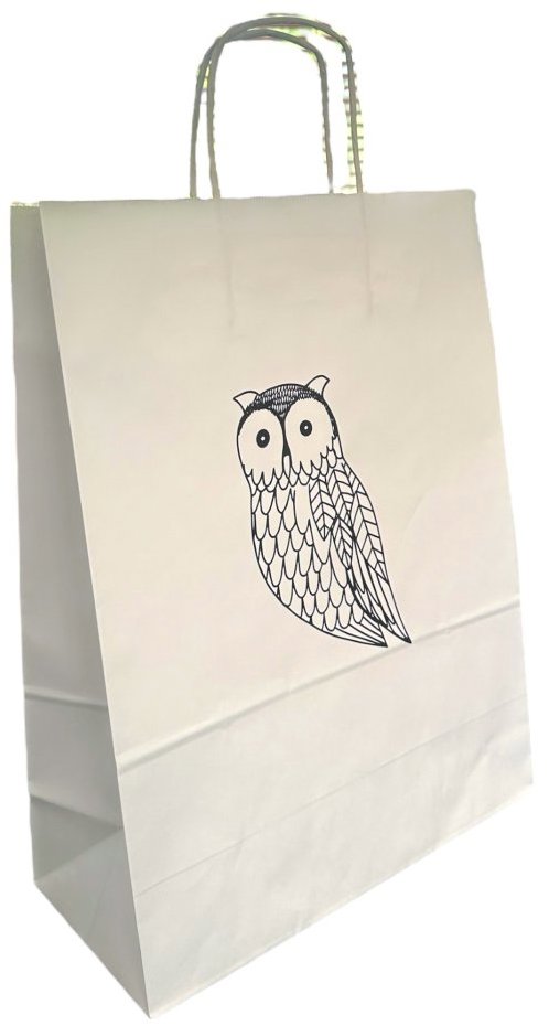 Be Nice Dárková taška - Sovička, velká, bílá, 3 ks