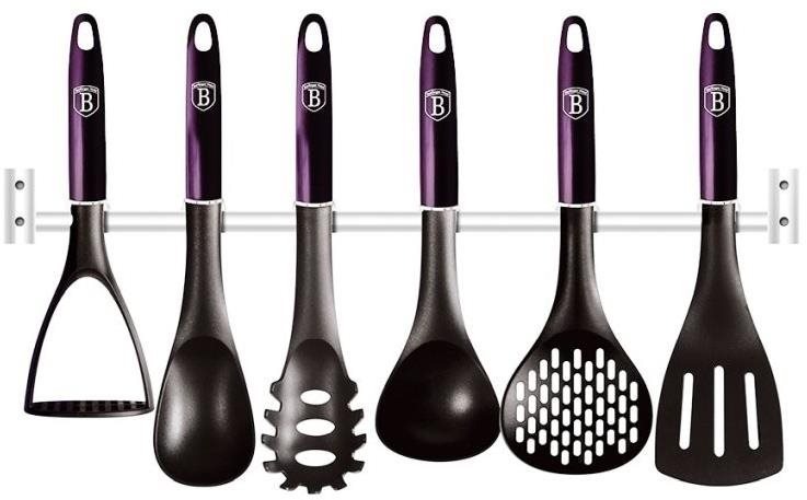 BERLINGERHAUS Kuchyňské náčiní s nástěnným držákem 7 ks Purple Eclipse Collection