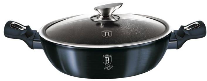 BERLINGERHAUS Pekáč kulatý s mramorovým povrchem a poklicí 28 cm Metallic Line Aquamarine Edition