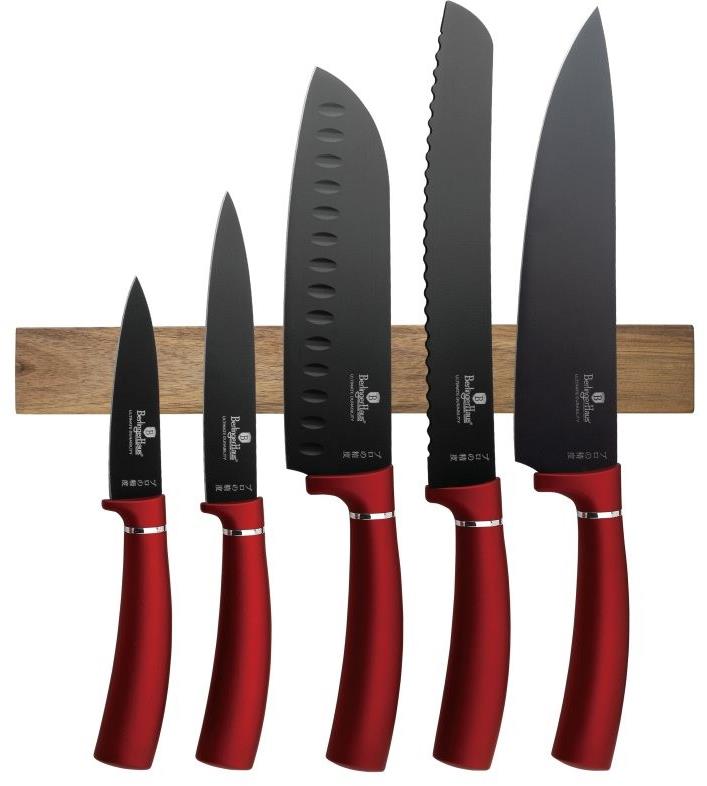 BERLINGERHAUS Sada nožů s magnetickým držákem 6 ks Burgundy Metallic Line