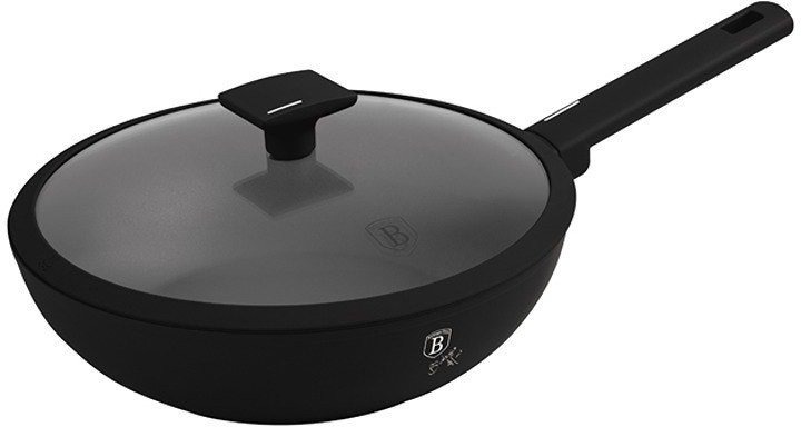 BerlingerHaus Matte Black Collection Pánev WOK s titanovým povrchem a poklicí 28 cm