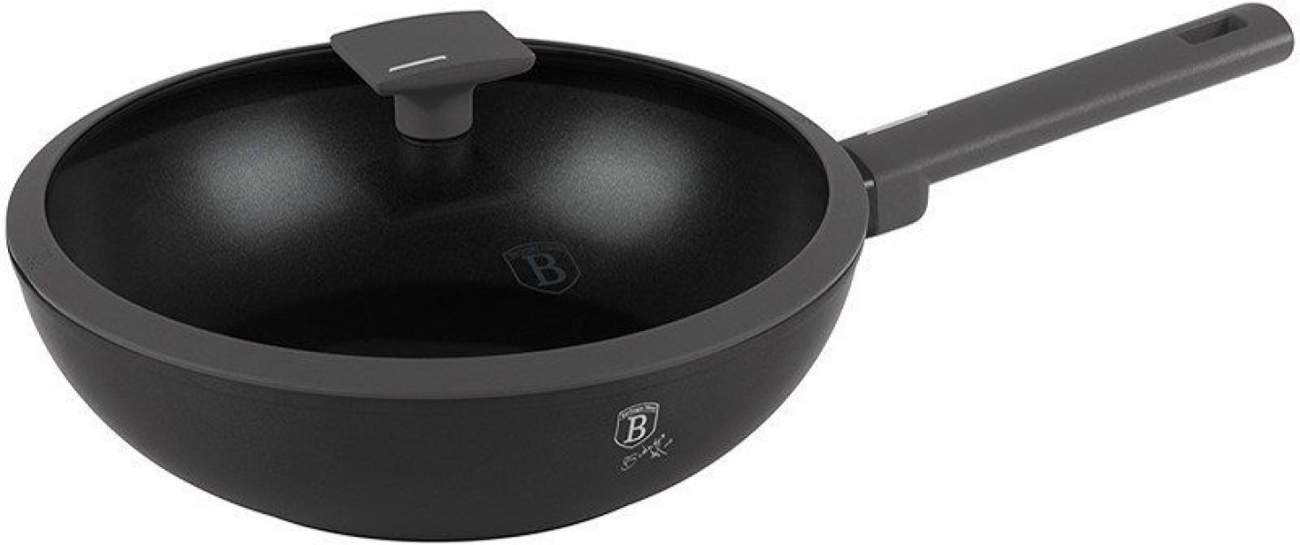 BerlingerHaus Antracit Collection Pánev WOK s titanovým povrchem a poklicí 28 cm