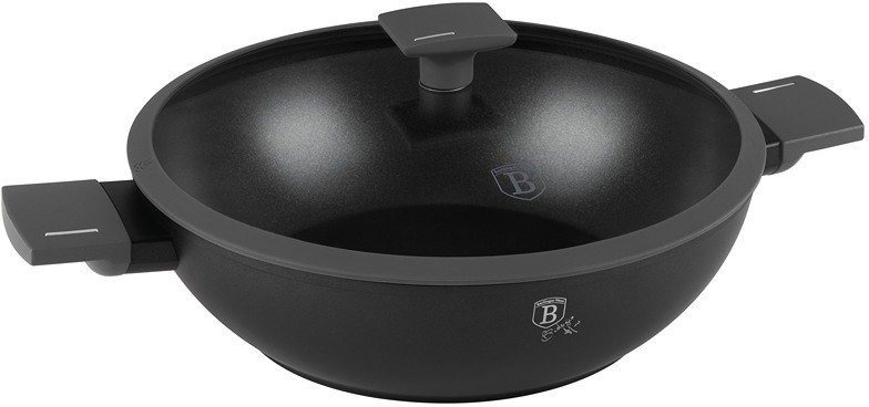 BerlingerHaus Antracit Collection Pánev WOK s titanovým povrchem a poklicí 30 cm