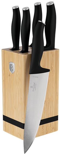 BerlingerHaus Matte Black Collection Sada nožů se stojanem BAMBOO 6 ks hranatý BH-2971
