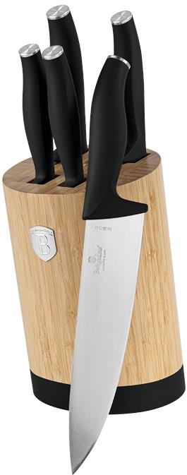 BerlingerHaus Matte Black Collection Sada nožů se stojanem BAMBOO 6 ks kulatý BH-2753