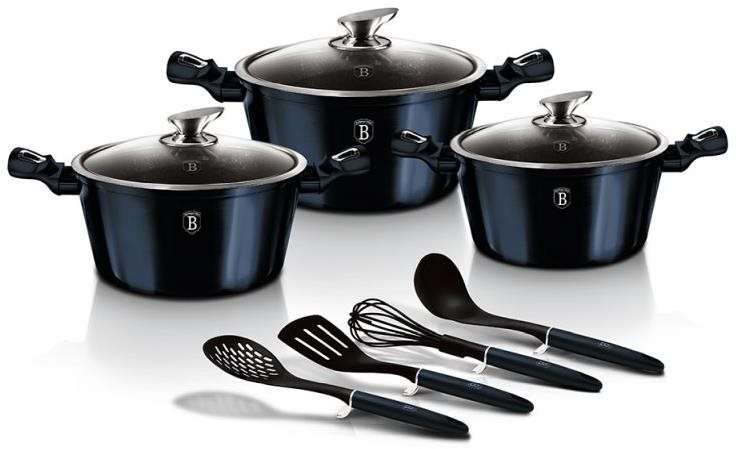 BERLINGERHAUS Sada nádobí s mramorovým povrchem 10 ks Aquamarine Metallic Line