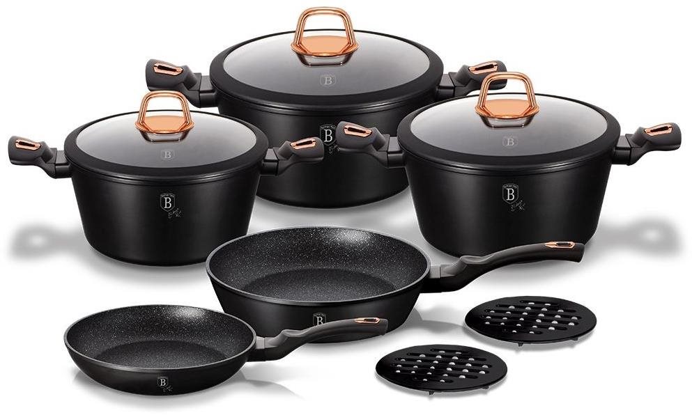 BERLINGERHAUS Sada nádobí s mramorovým povrchem 10 ks Black Rose Collection