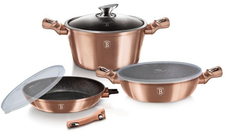 BERLINGERHAUS Sada nádobí s mramorovým povrchem 6 ks Rosegold Metallic Line II