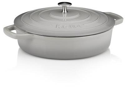 KELA Kastrol litinový s poklicí Calido 28 cm světle šedá
