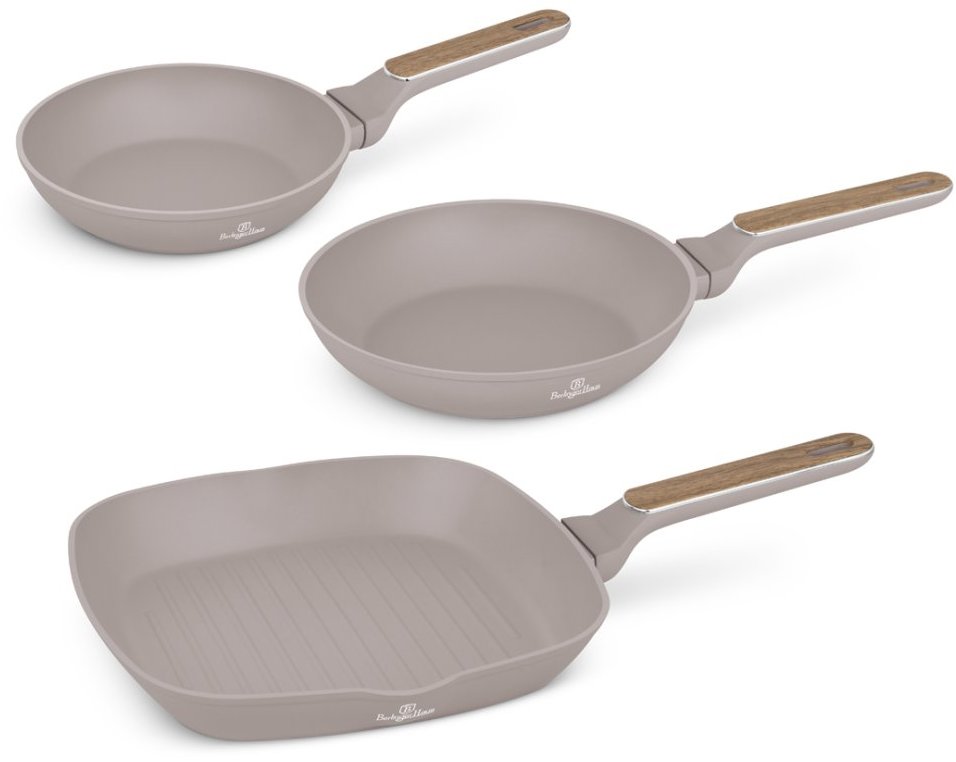 BERLINGERHAUS Sada pánví s titanovým povrchem 3 ks grilovací Taupe Nordic Collection