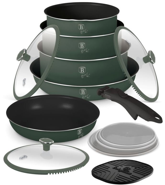 BERLINGERHAUS Sada nádobí s titanovým povrchem 13 ks Matte Green Collection
