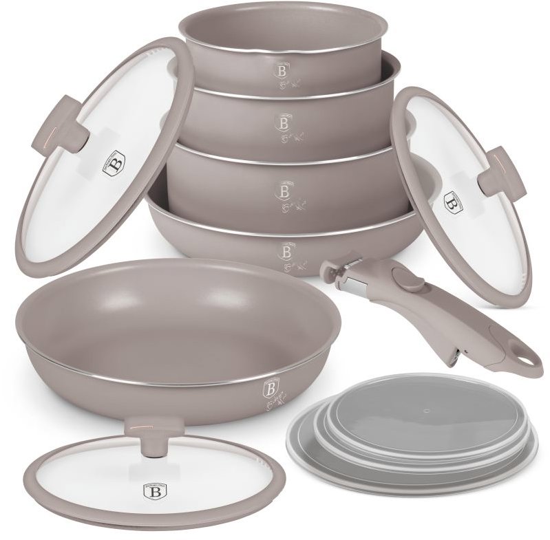 BERLINGERHAUS Sada nádobí s titanovým povrchem 12 ks Taupe Collection