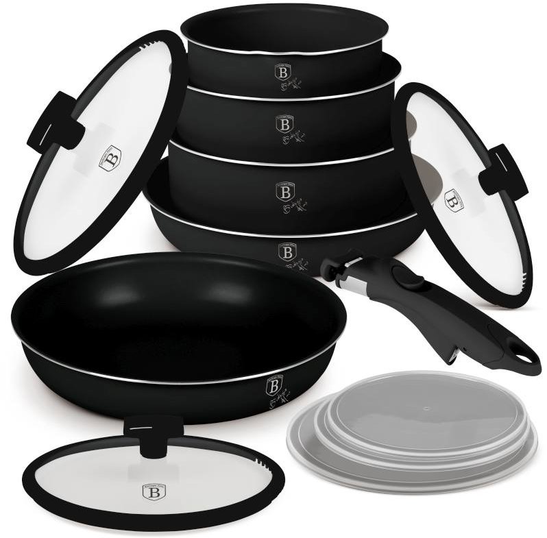 BERLINGERHAUS Sada nádobí s titanovým povrchem 12 ks Matte Black Collection