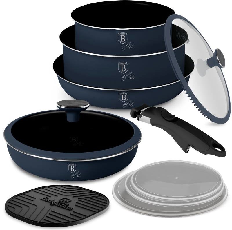 BERLINGERHAUS Sada nádobí s titanovým povrchem 10 ks s odnímatelnou rukojetí Deep Sea Collection