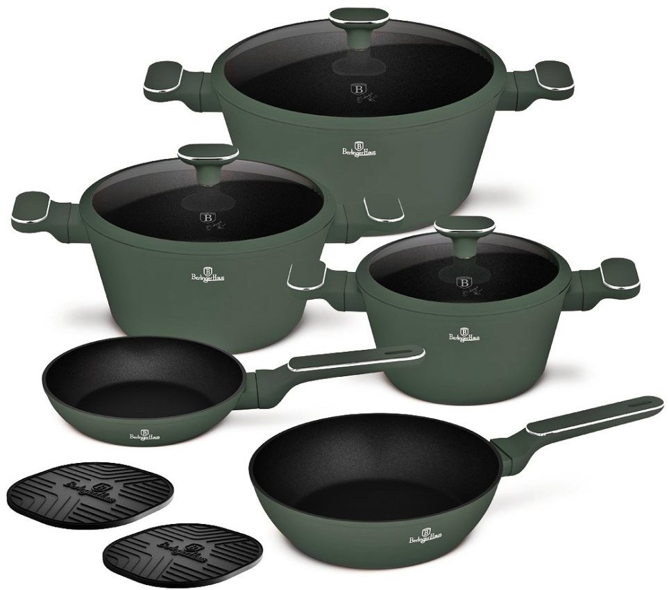 BERLINGERHAUS Sada nádobí s titanovým povrchem 10 ks Matte green Collection II.