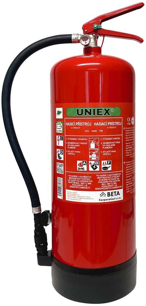 BETA Hasicí přístroj pěnový 9l F9 UNIEX bez fluoru vč. revize