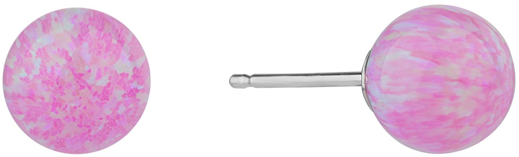 BEALIO 11236 Stříbrné náušnice KULIČKY 8 mm růžový OPÁL (Ag 925/1000, 1,33 g)