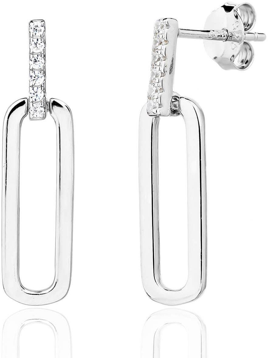 BEALIO 13906 Stříbrné náušnice PAPERCLIP visací puzeta (Ag 925/1000, 2,09 g)