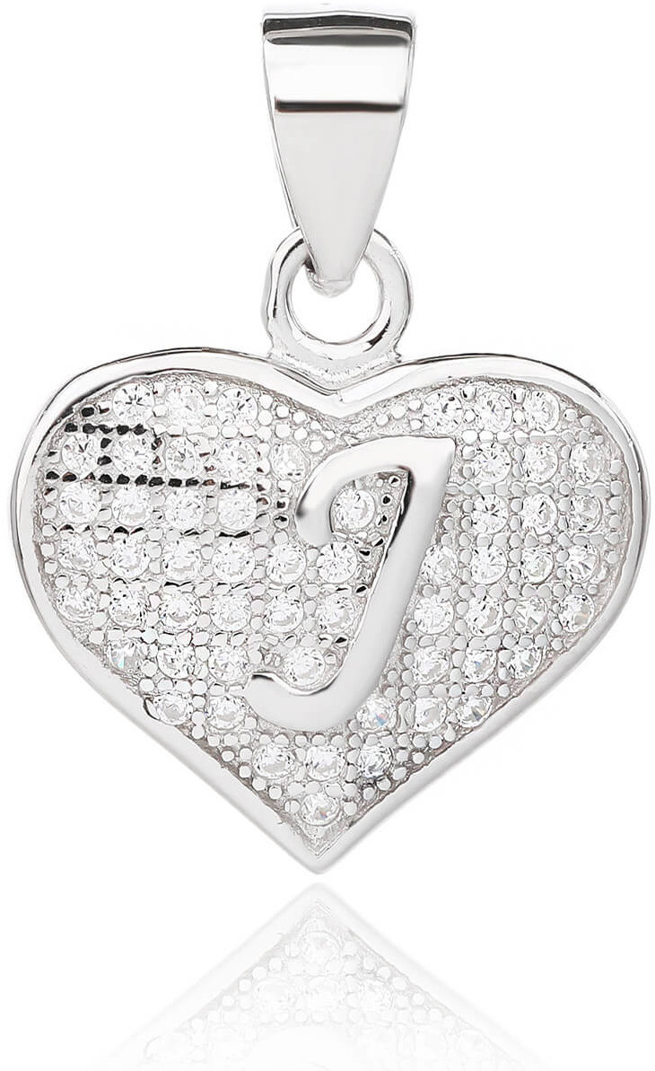 BEALIO 02157 Stříbrný přívěsek SRDCE S PÍSMENKEM J (Ag 925/1000, 1,23 g)