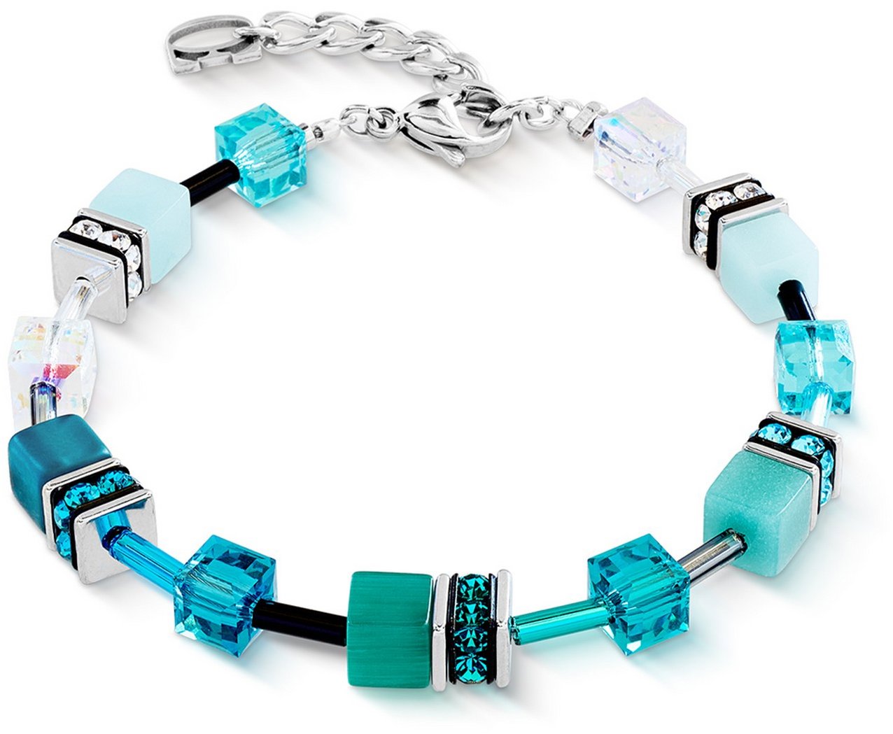 Coeur de Lion Dámský náramek GeoCUBE Iconic Teal silver 2838/30-0624