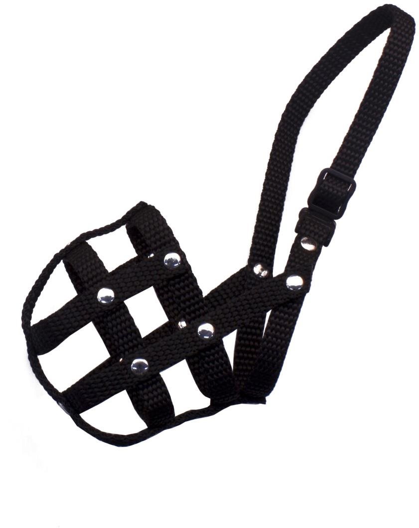 Bafpet Popruhový náhubek, pletený, černý, OČ 20cm, DČ 7cm, OK 35-47cm, 19702D