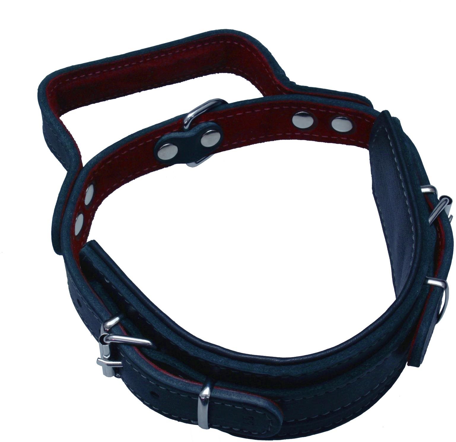 Bafpet Kožený obojek, obrana s uchem - Černý, 60mm × 65cm /51-65/ 07182