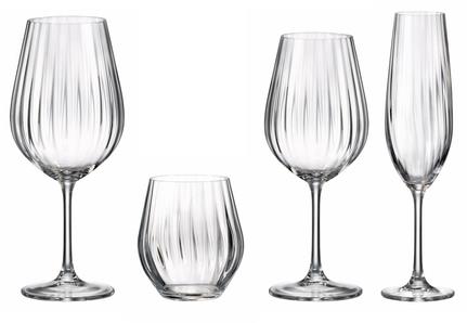 Bohemia Royal Crystal SARAH WATERFALL Sada sklenic na víno a na vodu 16 ks
