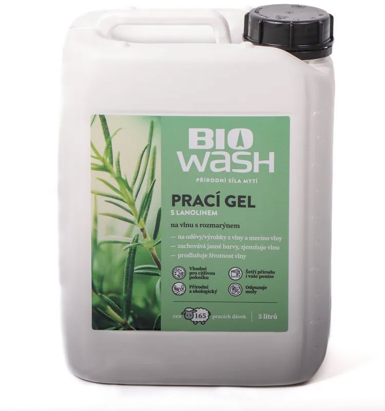Biowash Prací gel na vlnu s rozmarýnem 5 l
