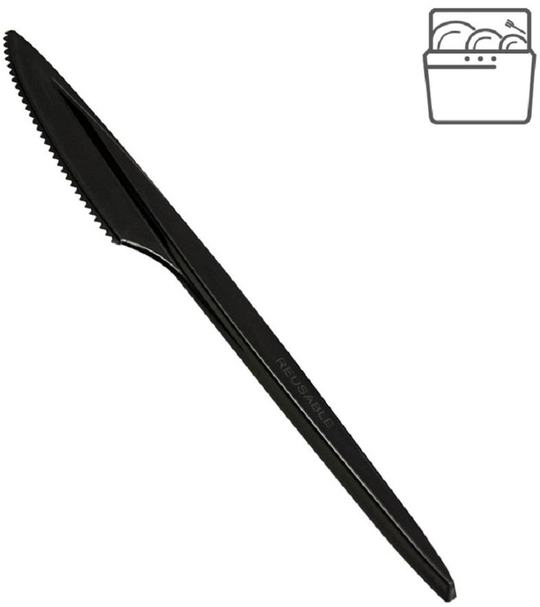 Bittner Nůž plastový 18 cm černý znovupoužitelný, 100 ks