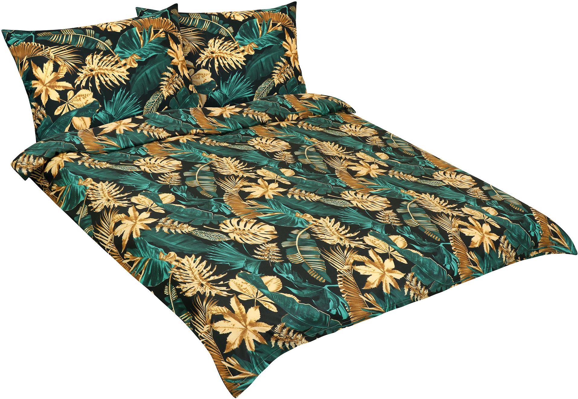 BELLATEX Povlečení bavlna F 90 cm/692 monstera zelená 1 ks 200 × 200 cm, 2ks 70 × 90 cm