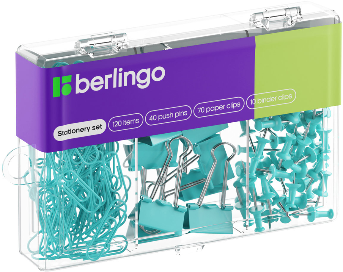 BERLINGO sada kancelářských potřeb, modrá - balení 120 ks