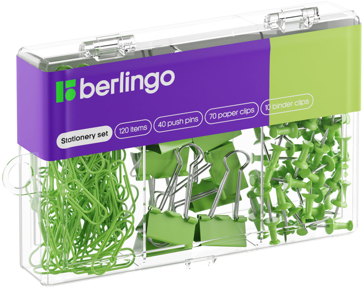 BERLINGO sada kancelářských potřeb, zelená - balení 120 ks