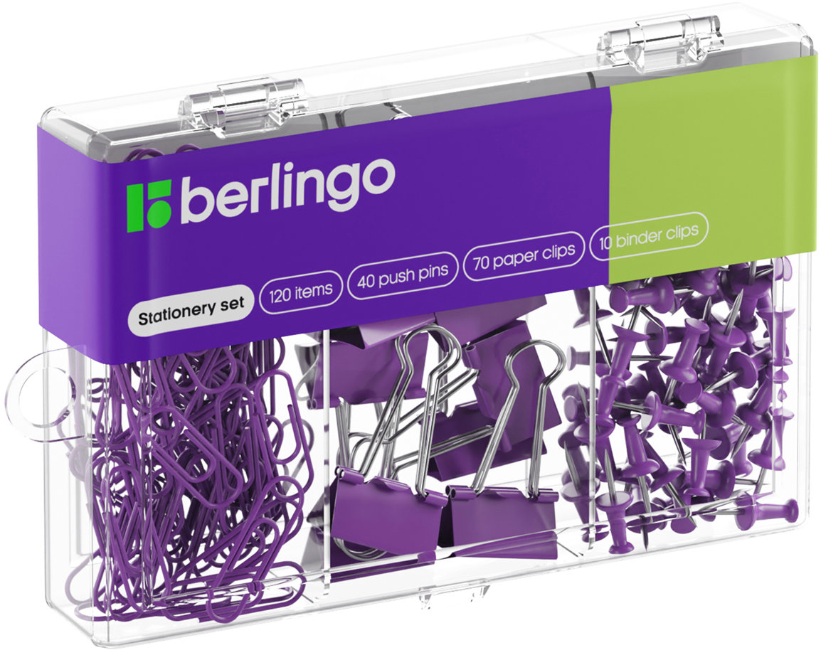 BERLINGO sada kancelářských potřeb, fialová - balení 120 ks