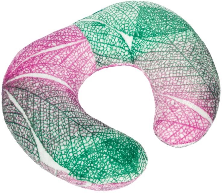 BELLATEX Cestovní polštářek podkova Korall 24/295 cca 30×35 růžové listy