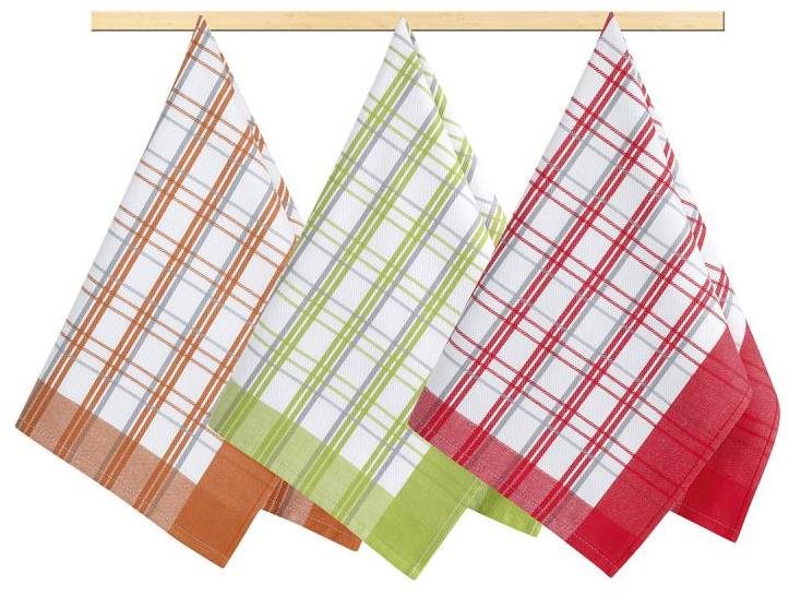 Bellatex Sada 3 kusů - 50 × 70 cm - kostka - oranžová, červená, zelená