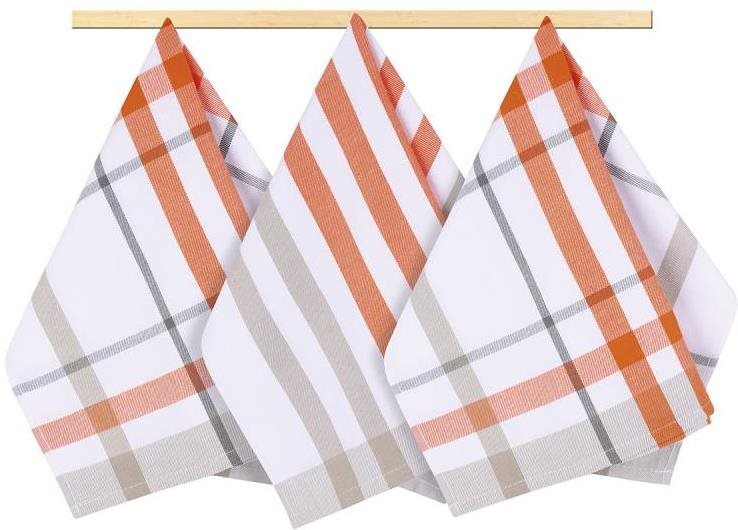 Bellatex Sada 3 kusů - 50 × 70 cm - káro oranžové
