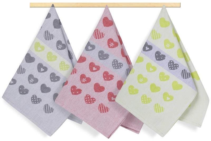 Bellatex Sada 3 kusů - 50 × 70 cm - srdíčka