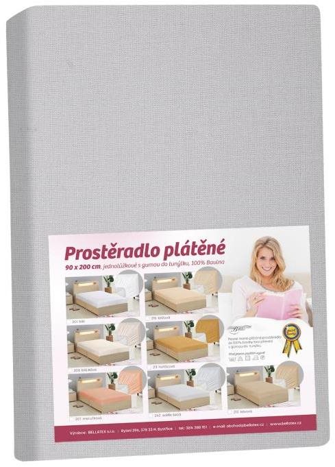 BELLATEX Prostěradlo Plátěné 90 × 200 cm, světle šedé