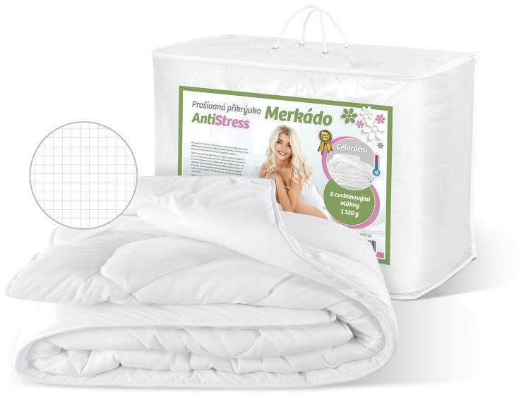 Bellatex Merkado AntiStress - celoroční přikrývka - 140 × 220 cm, 935 g - prodloužená - bílá