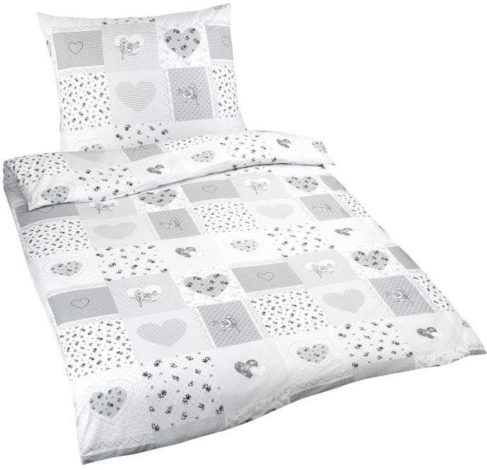 Bellatex Bavlněné - 140 × 200, 70 × 90 cm - šedé srdce patchwork