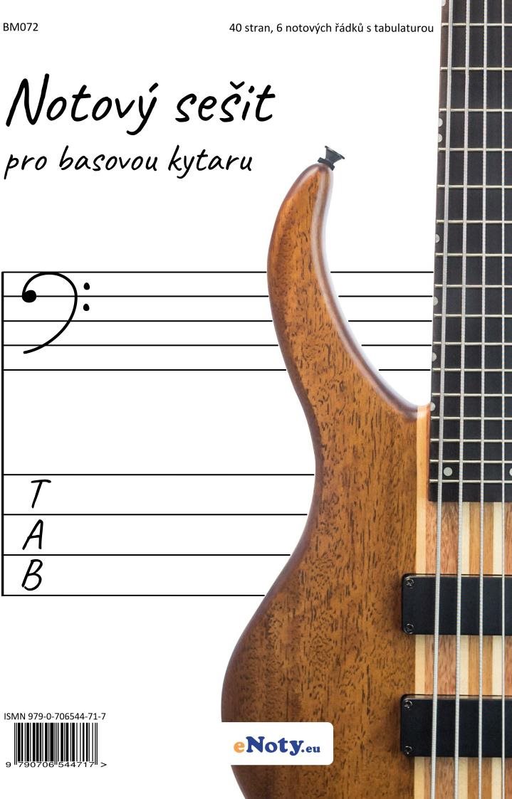 Notový sešit pro basovou kytaru A4 - 40 stran, 6 notových řádků s tabulaturou