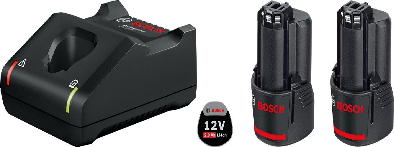 BOSCH Professional 2x akumulátor GBA 12V, 2 Ah + nabíječka GAL 12V-40, 1.600.A01.9R8