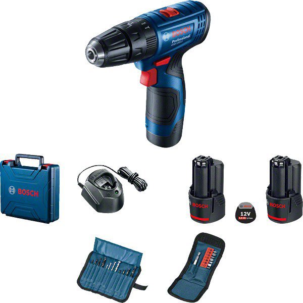 BOSCH Professional Vrtačka AKU s příklepem GSB 120-LI, sada vrtáků a bitů 0.601.9G8.102 (2 × 2 Ah)