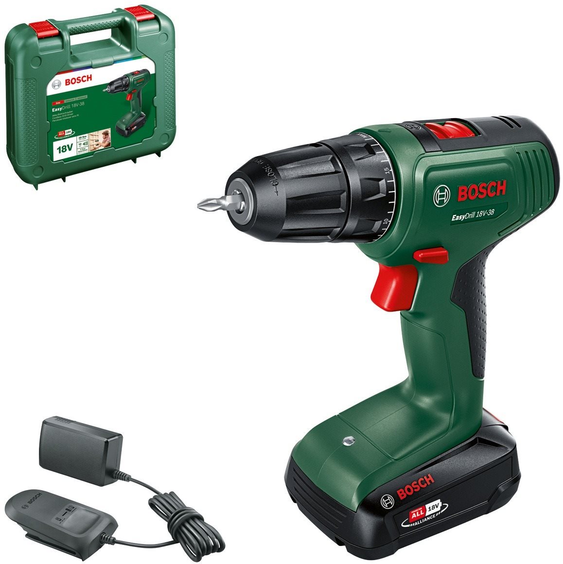 BOSCH Vrtačka AKU EasyDrill 18V-38, kufr 0.603.9D8.003 (1 × 1,5 Ah)