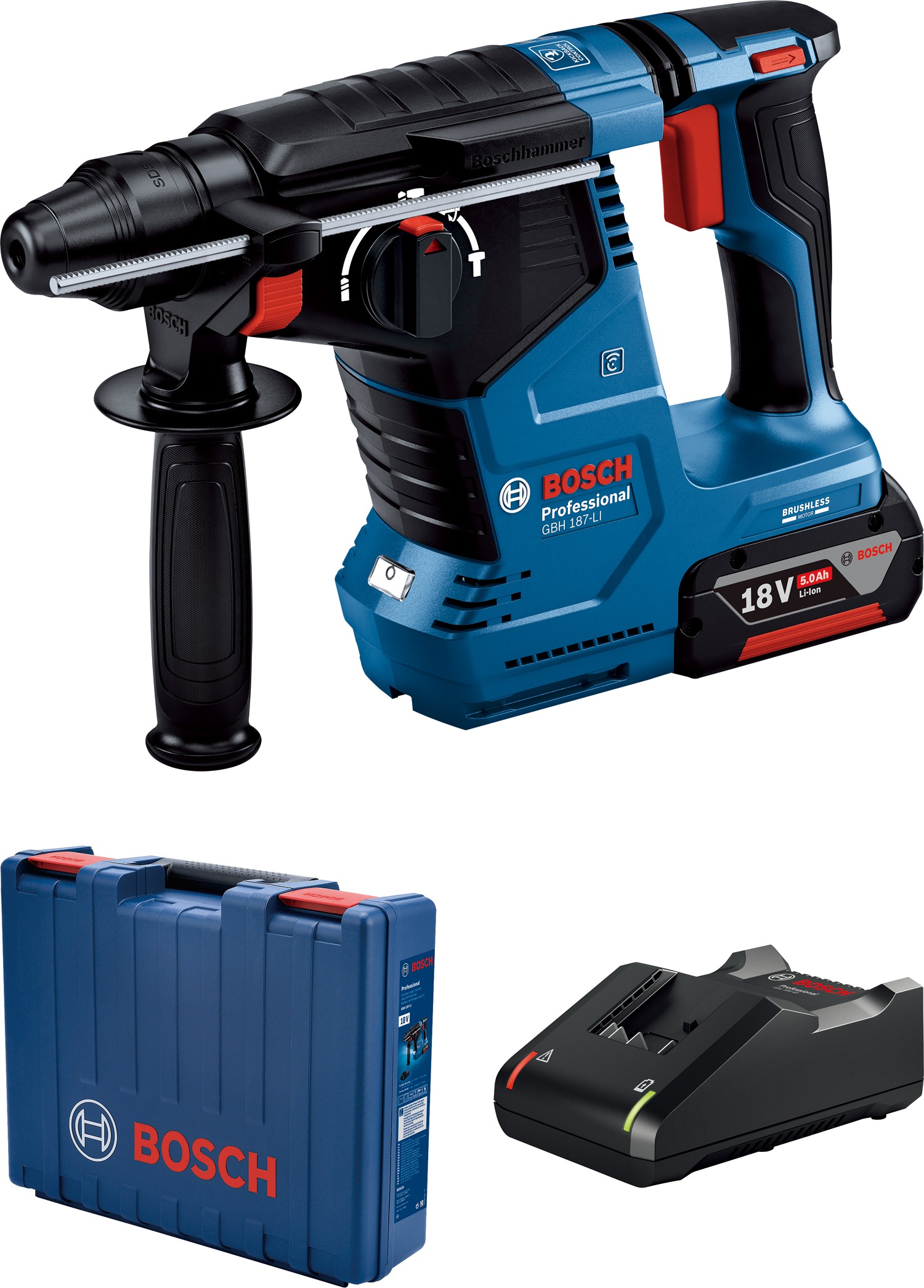 BOSCH Professional Kombinované vrtací kladivo AKU GBH 187-LI 18V, kufr 0.611.923.022 (1 × 5 Ah)
