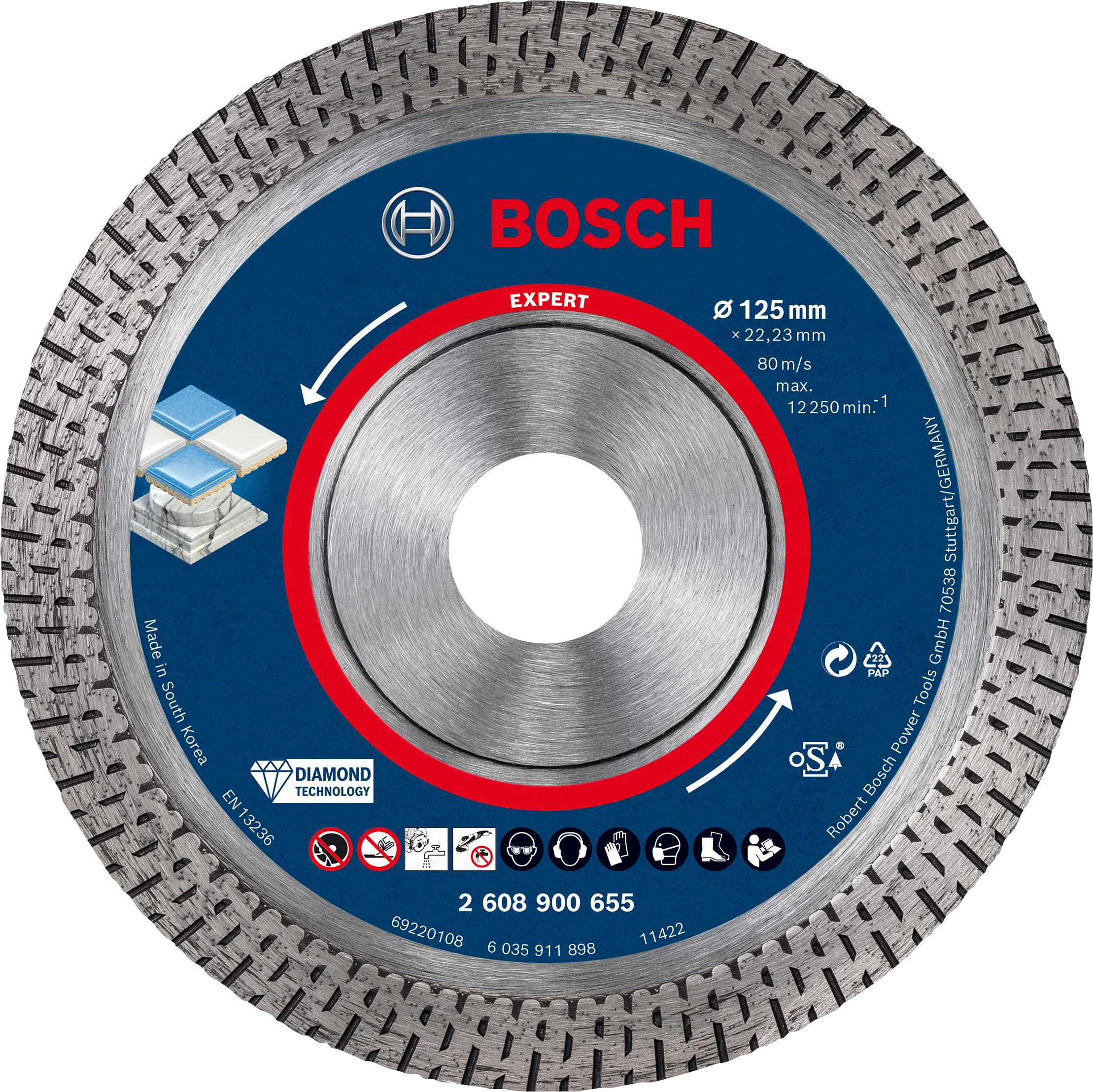 BOSCH Diamantový řezný kotouč EXPERT HardCeramic 125 × 22,23 × 1,4 × 10 mm 2.608.900.655
