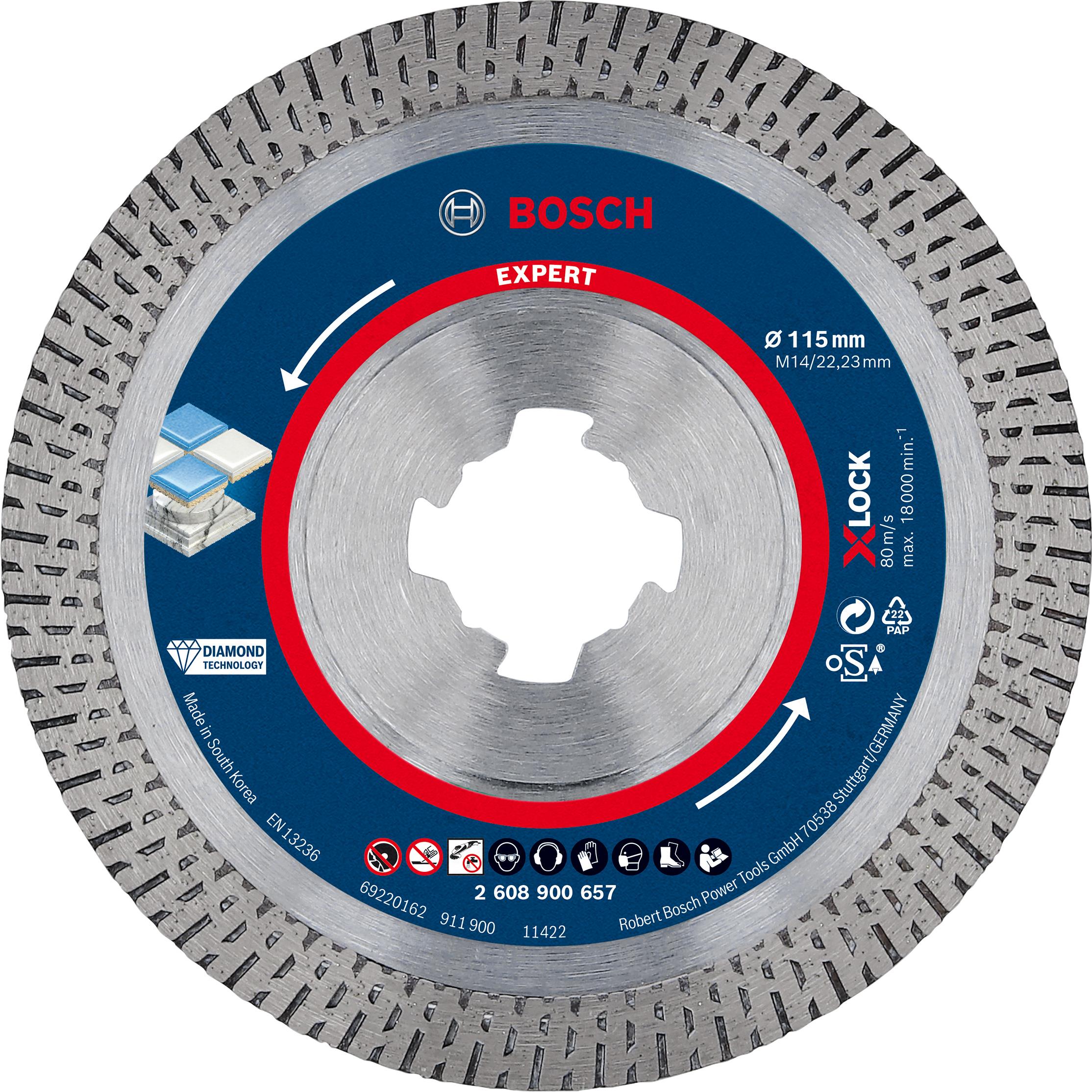 BOSCH Diamantový řezný kotouč EXPERT HardCeramic X-LOCK 115 × 22,23 × 1,4 × 10 mm 2.608.900.657