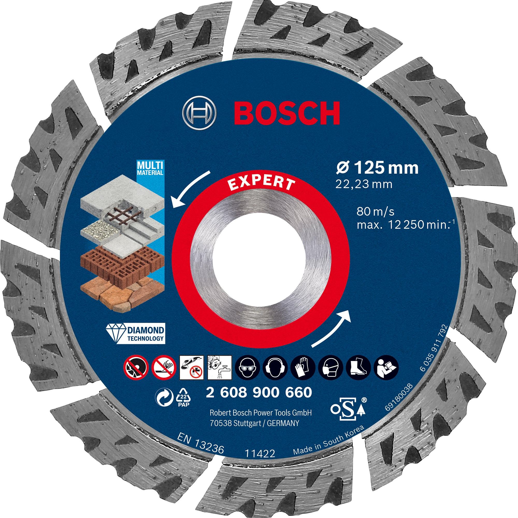 BOSCH Diamantový řezný kotouč EXPERT MultiMaterial 125 × 22,23 × 2,2 × 12 mm 2.608.900.660