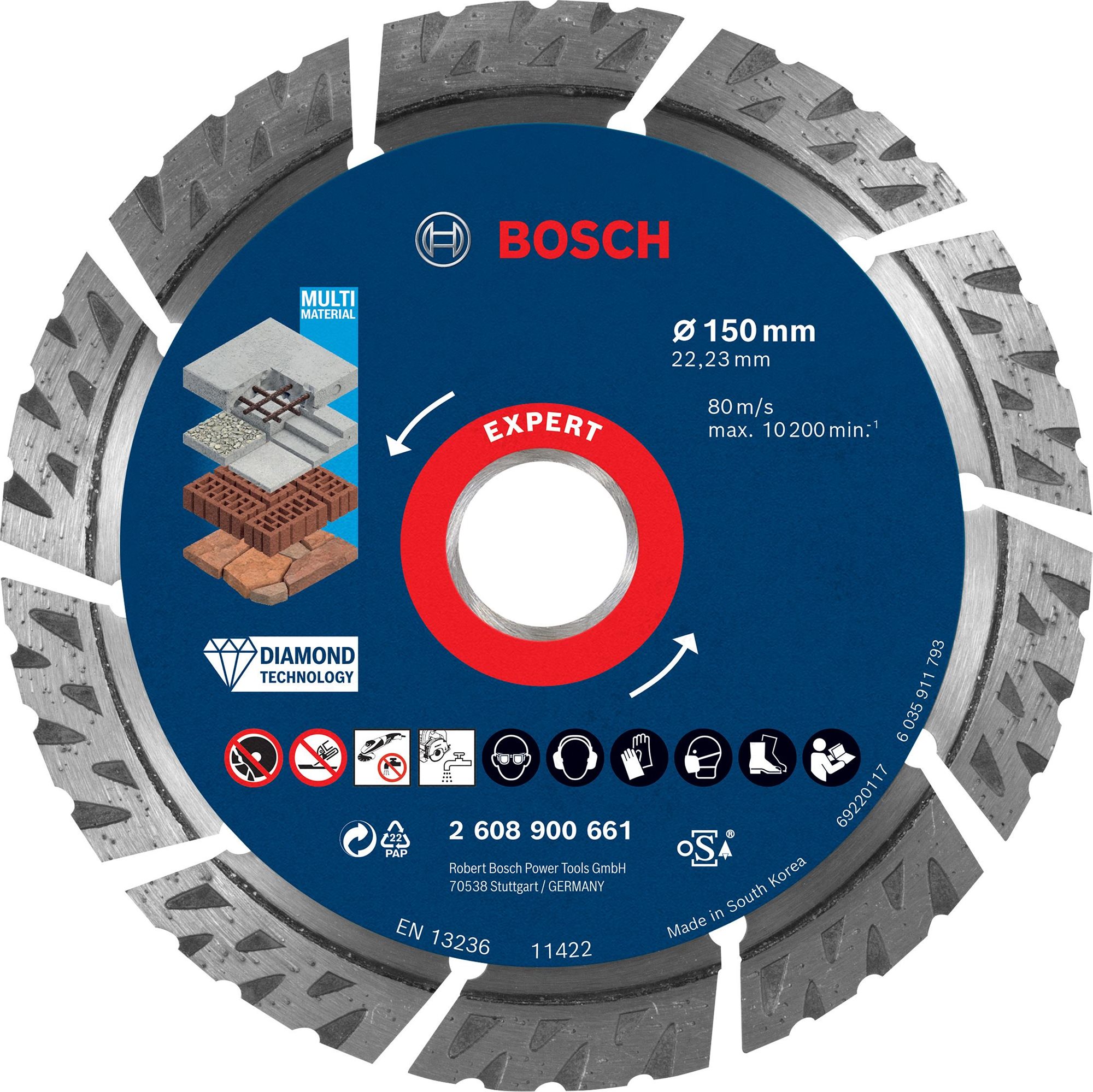 BOSCH Diamantový řezný kotouč EXPERT MultiMaterial 150 × 22,23 × 2,4 × 12 mm 2.608.900.661