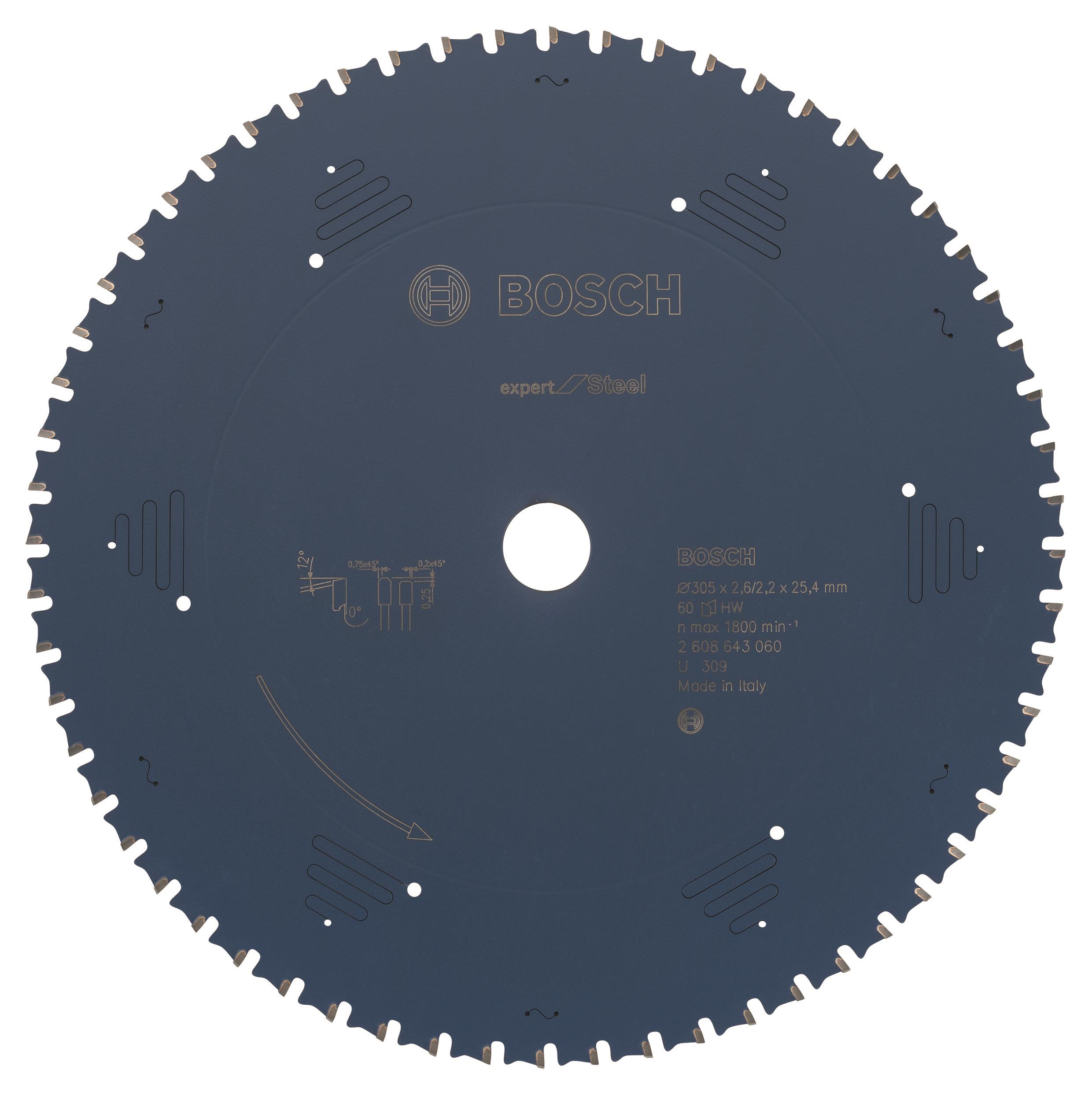 BOSCH Pilový kotouč do okružních pil Expert for Steel 305 × 25,4 × 2,6 mm, 60 2.608.643.060